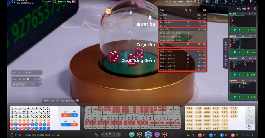 Hướng dẫn cách chơi cá cược Tài xỉu 8Xbet cơ bản cho tân binh 2 Tại Tài xỉu 8Xbet, bạn sẽ thấy có 3 loại cược phổ biến nhất